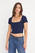 Luxury THE POINTELLE SQUARE NECK TOP HORIZON INK