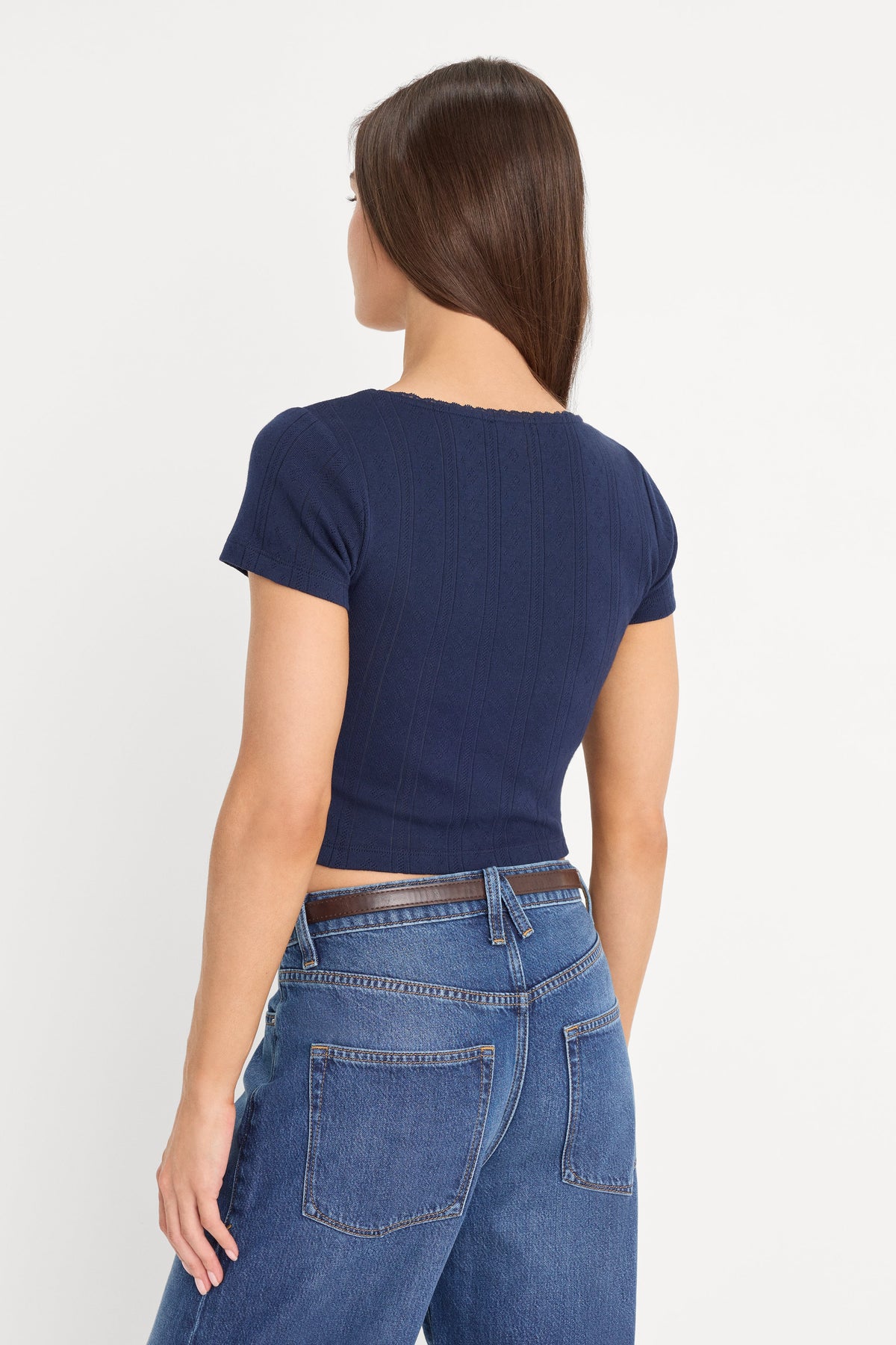 Luxury THE POINTELLE SQUARE NECK TOP HORIZON INK