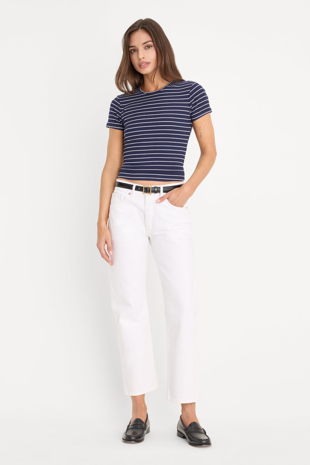 Luxury THE RIB BABY TEE SIMPLE STRIPE HORIZON INK
