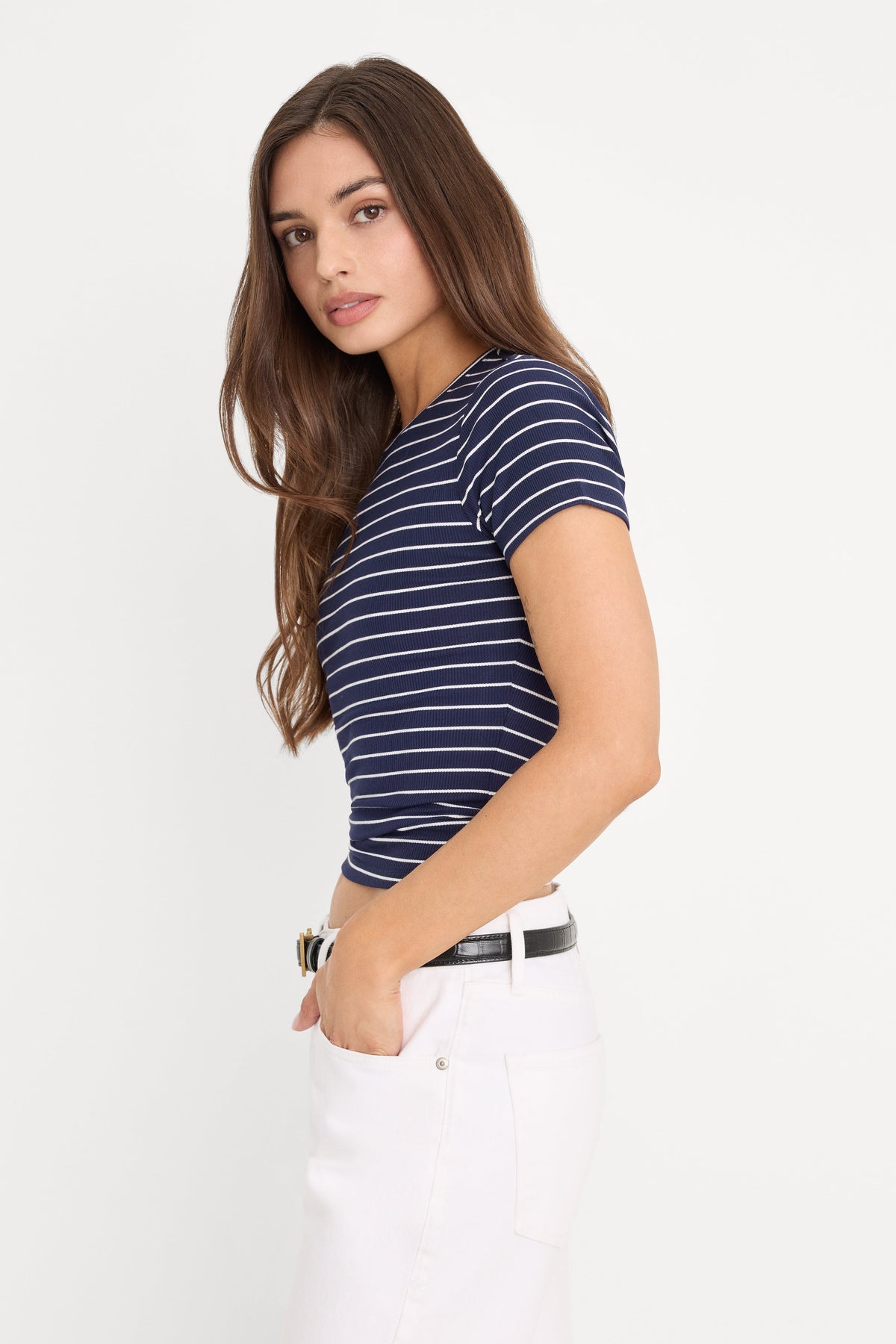 Luxury THE RIB BABY TEE SIMPLE STRIPE HORIZON INK