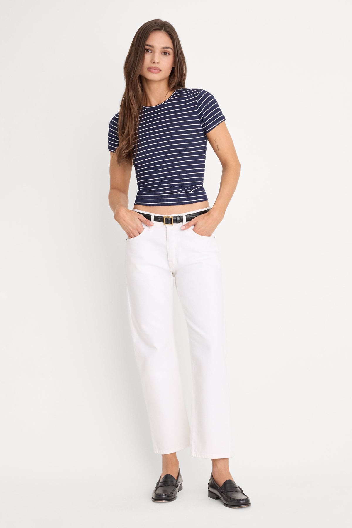 Luxury VINTAGE STRAIGHT ANKLE JEANS WHITE001