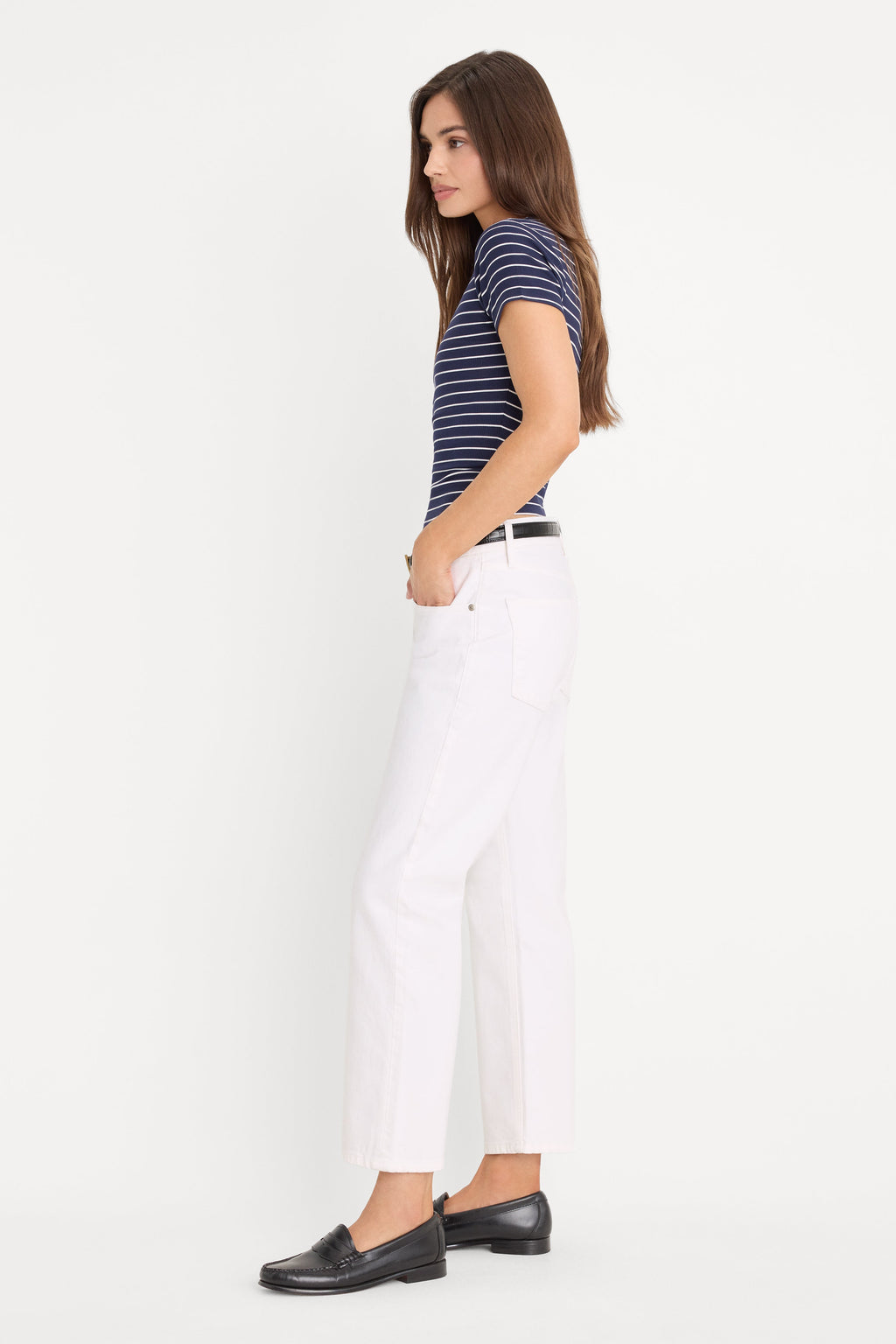 Luxury VINTAGE STRAIGHT ANKLE JEANS WHITE001