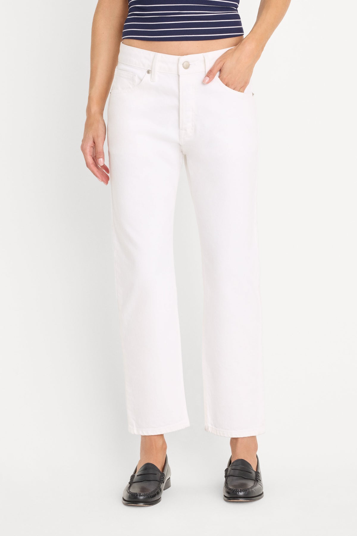 Luxury VINTAGE STRAIGHT ANKLE JEANS WHITE001