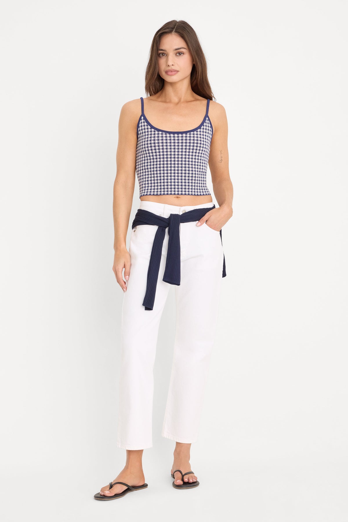 Luxury THE KEEPSAKE TANK NAVY GINGHAM