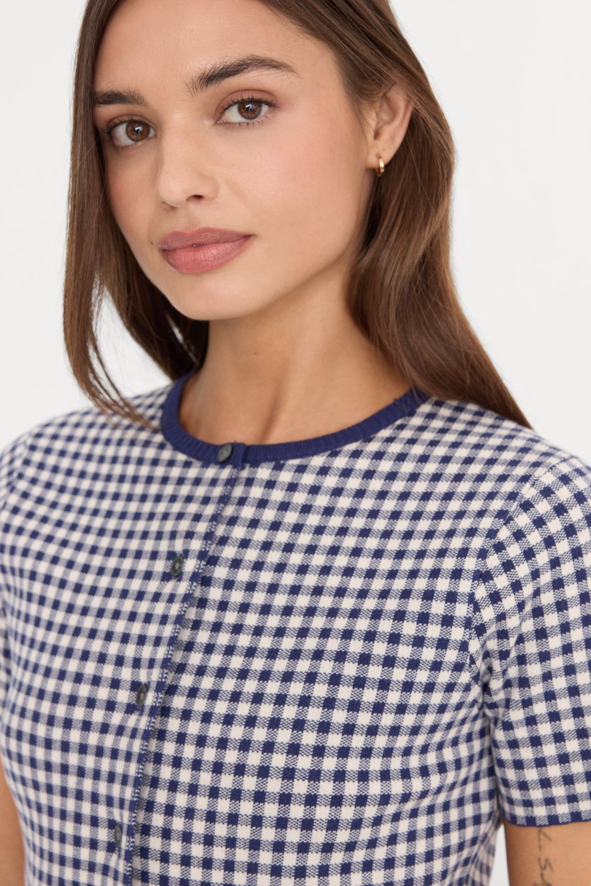 Luxury THE KEEPSAKE CARDIGAN NAVY GINGHAM