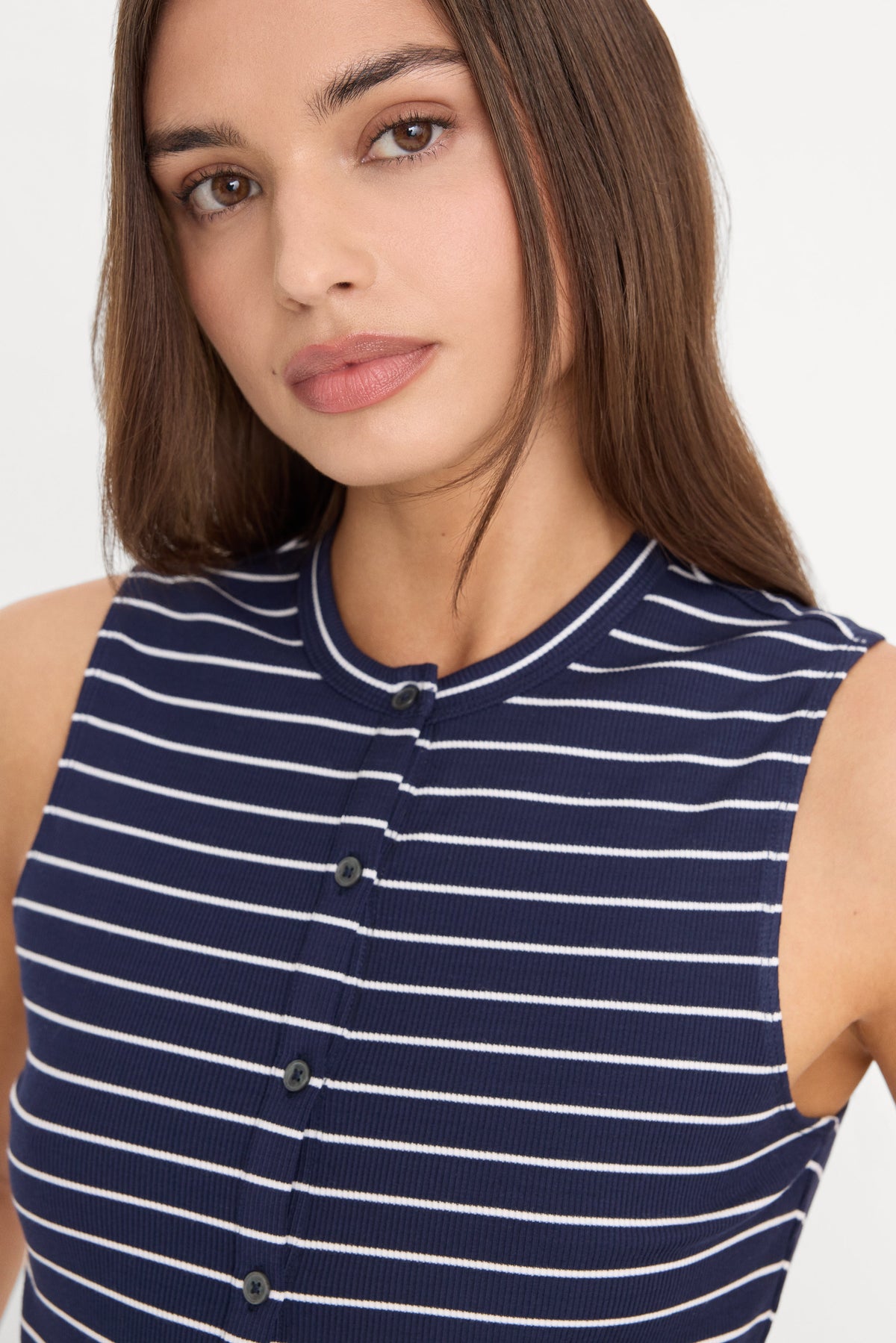Luxury THE RIB SPLAY TOP SIMPLE STRIPE HORIZON INK