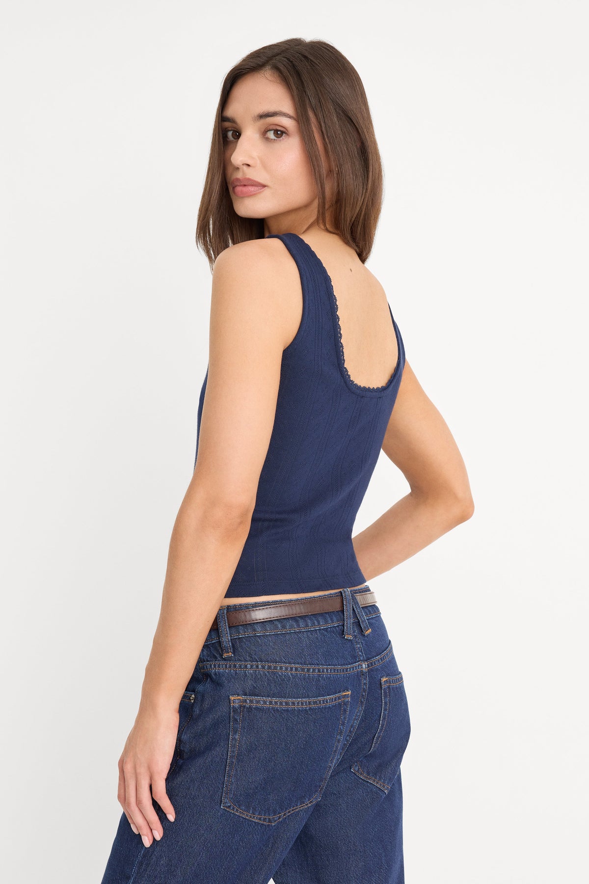 Luxury THE POINTELLE BUTTON DOWN TANK HORIZON INK