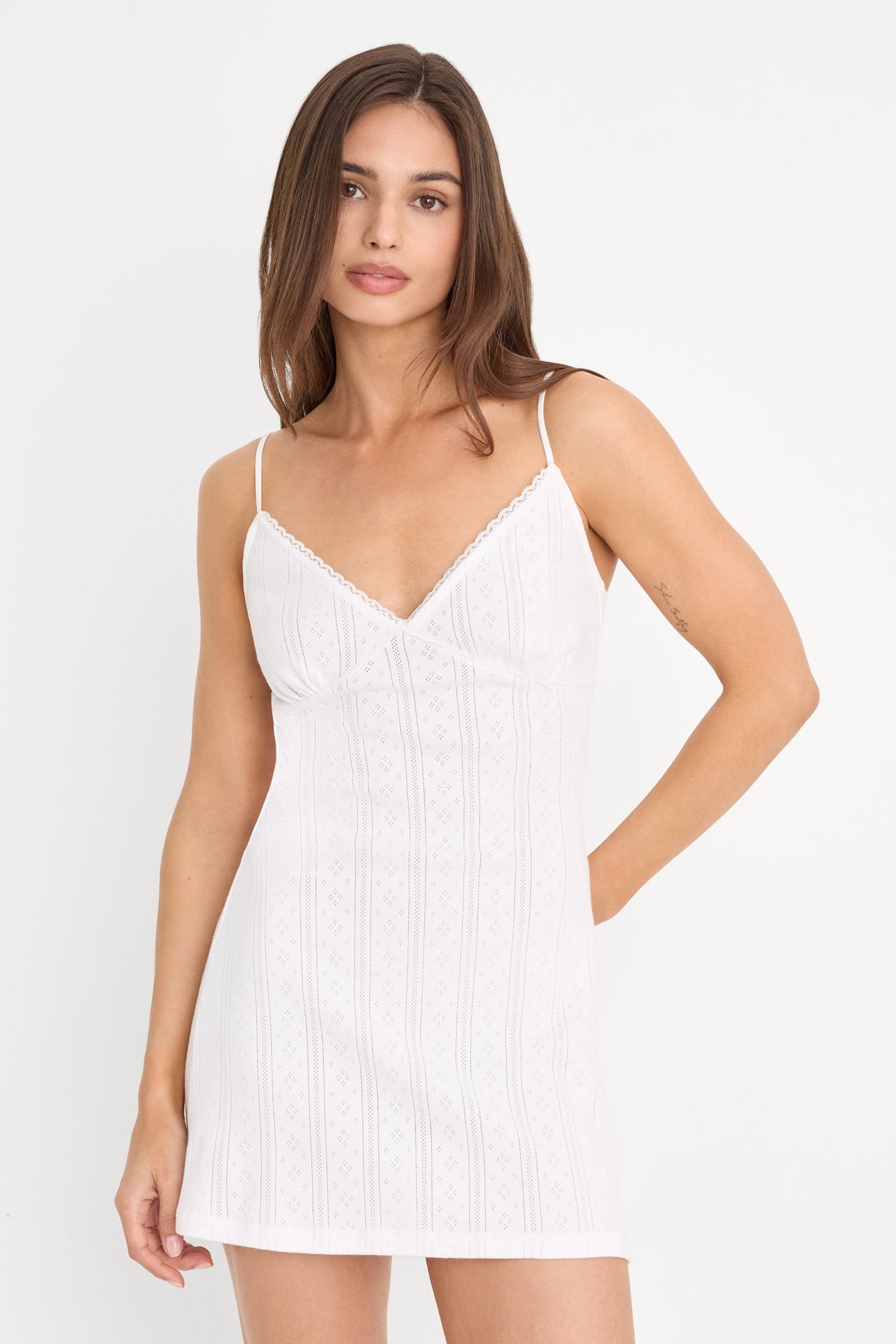 Luxury THE POINTELLE MINI DRESS WHITE001
