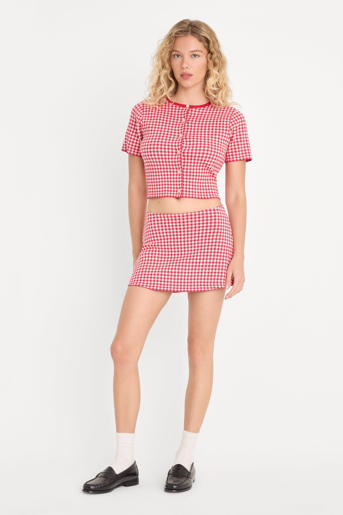 Luxury THE KEEPSAKE CARDIGAN CHERRY GINGHAM