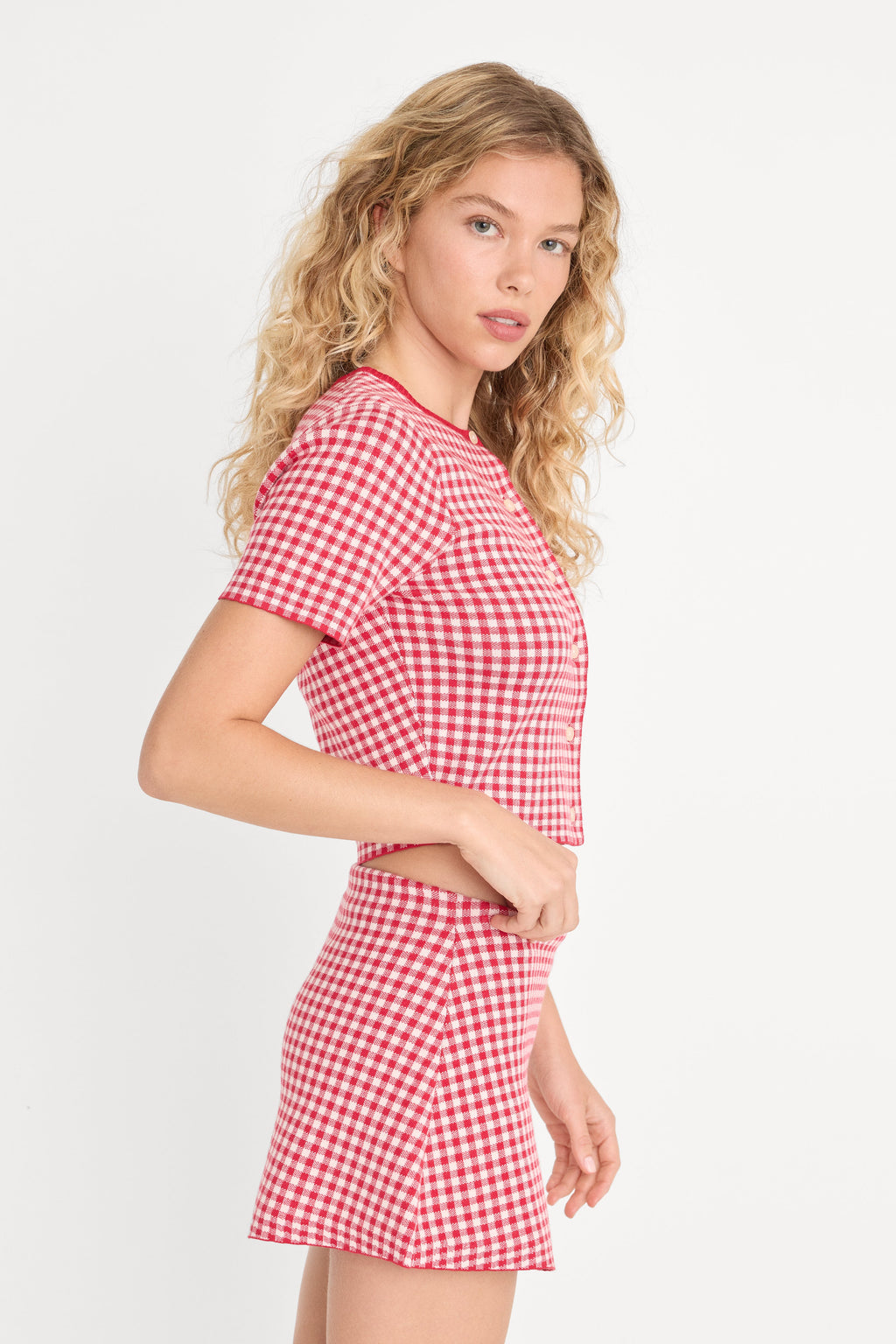 Luxury THE KEEPSAKE CARDIGAN CHERRY GINGHAM