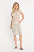 Luxury THE MESH MIDI SKIRT SUMMER PLAID HONEY