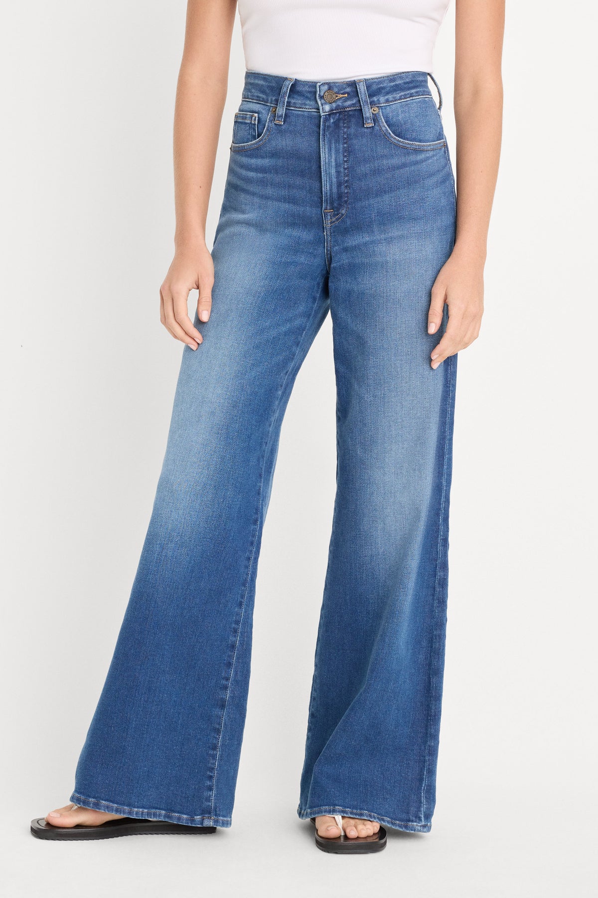 Luxury SOFT TECH GOOD WAIST PALAZZO JEANS INDIGO1233