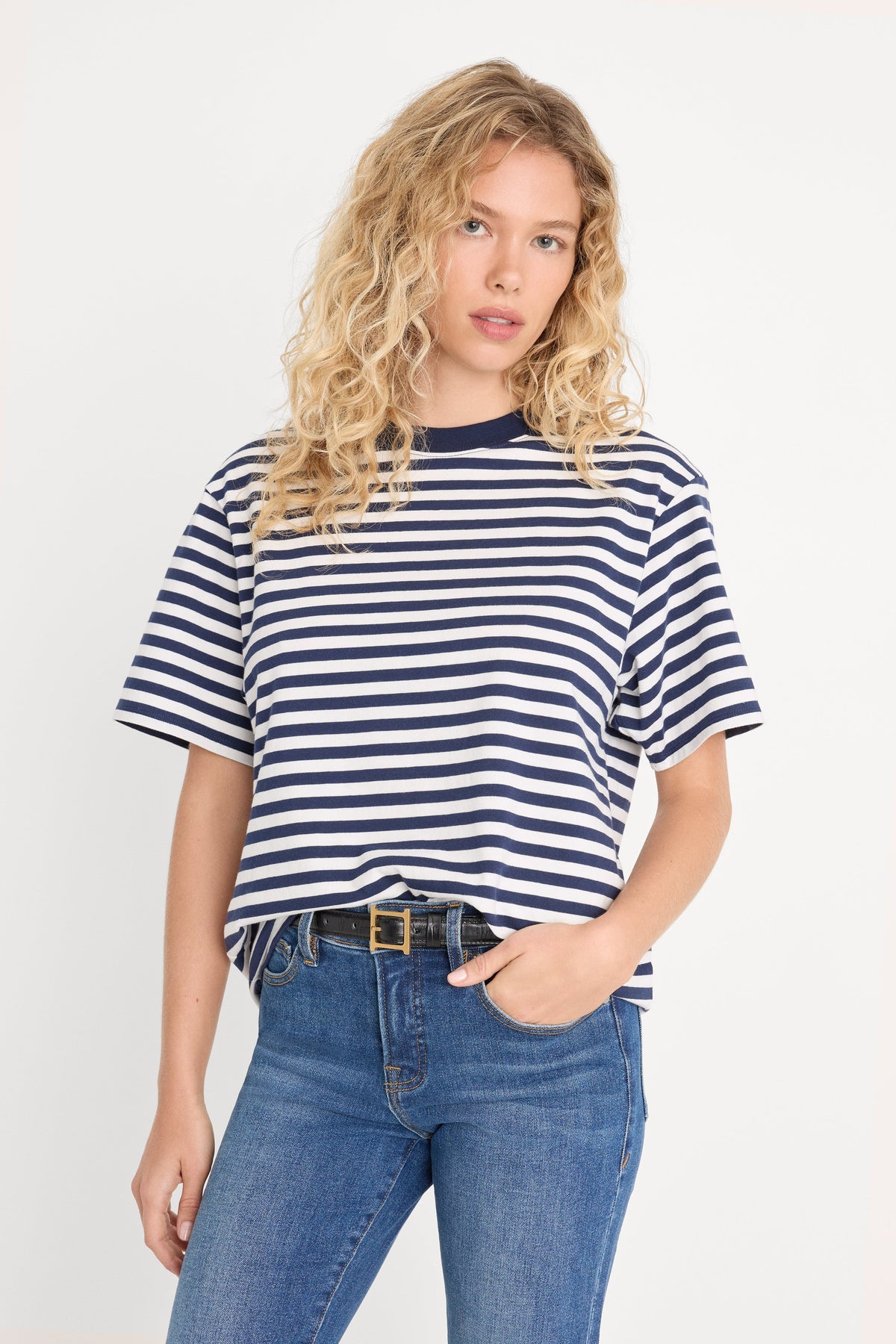 Luxury THE OVERSIZED TEE CLEAN STRIPE HORIZON INK