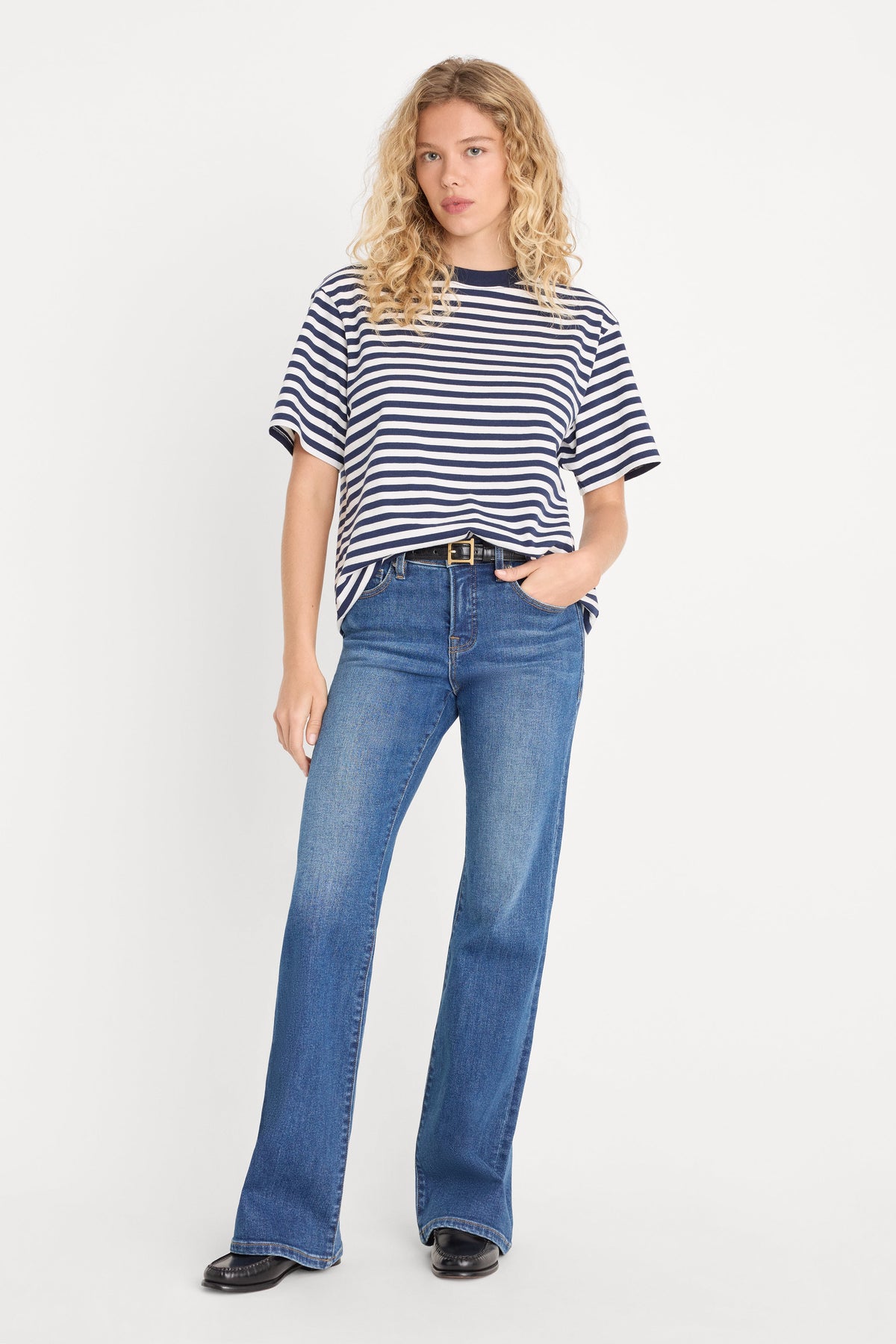 Luxury THE OVERSIZED TEE CLEAN STRIPE HORIZON INK