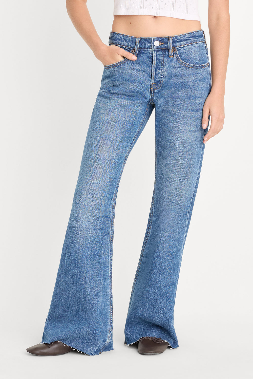 Luxury VINTAGE LOW RELAXED FLARE JEANS INDIGO1287