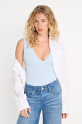Luxury THE SCULPTING DEEP V BODYSUIT SKY
