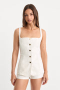 Luxury SLEEVELESS DENIM BUTTON FRONT TOP COTTON WHITE