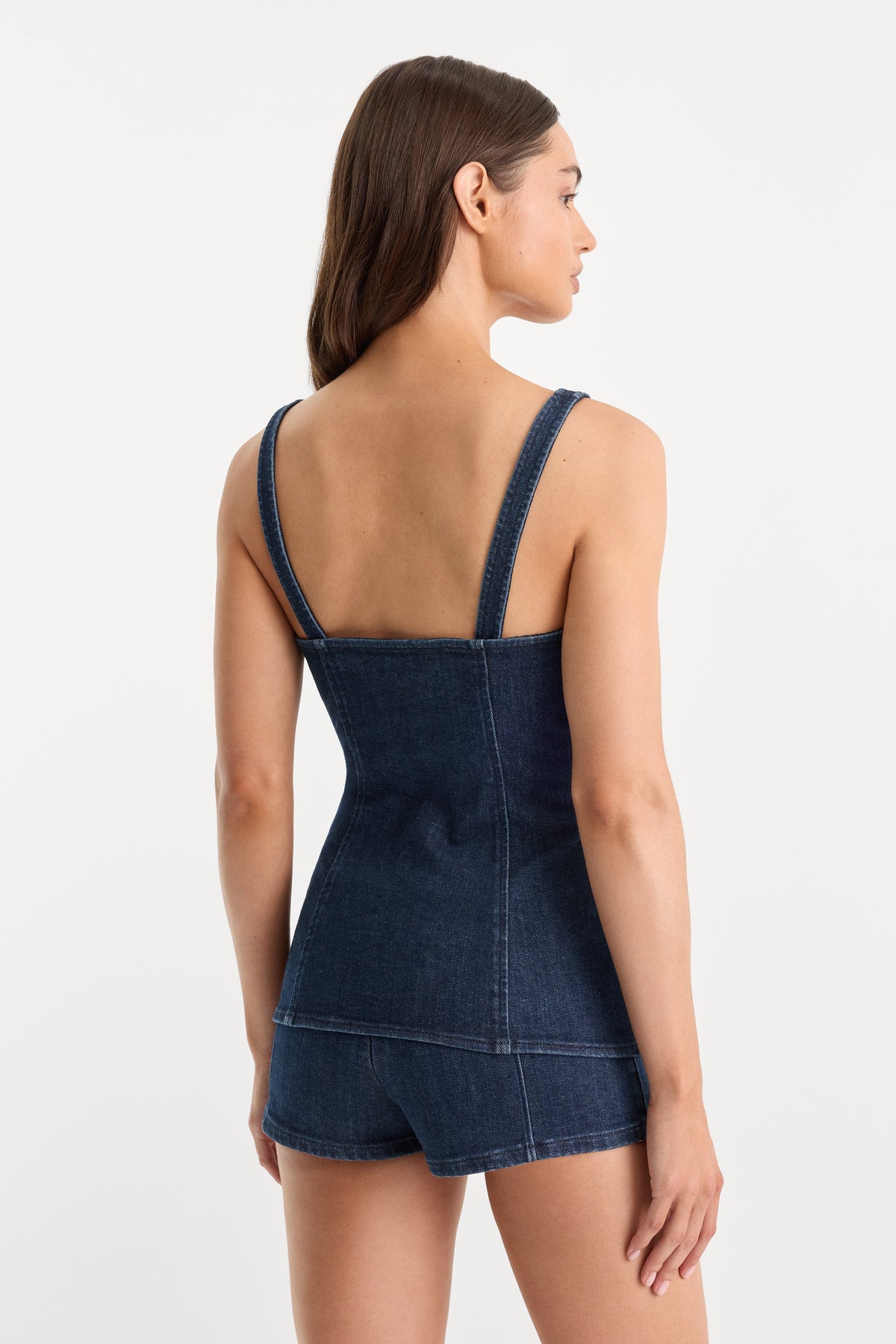 Luxury SLEEVELESS DENIM BUTTON FRONT TOP INDIGO1169