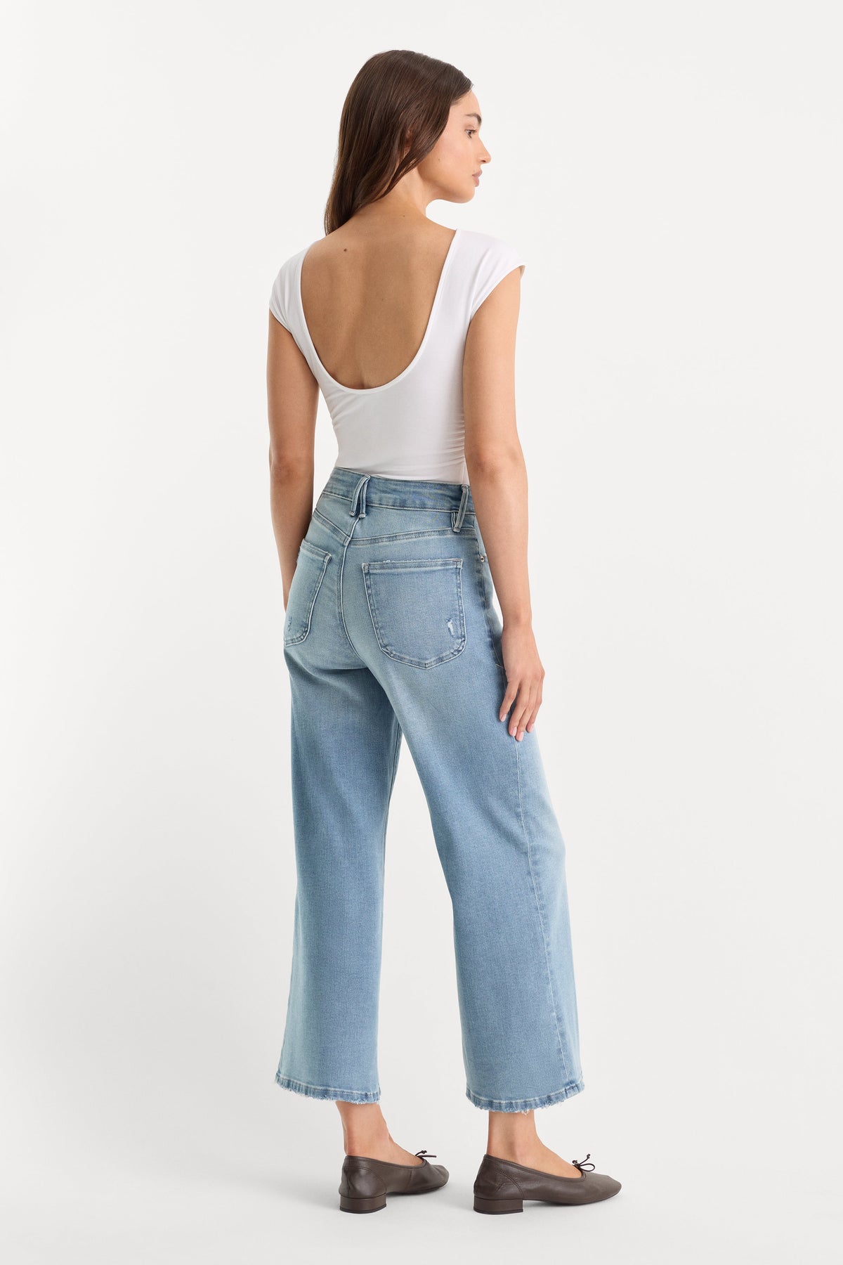 Luxury SOFT TECH GOOD WAIST PALAZZO CROPPED JEANS INDIGO1225