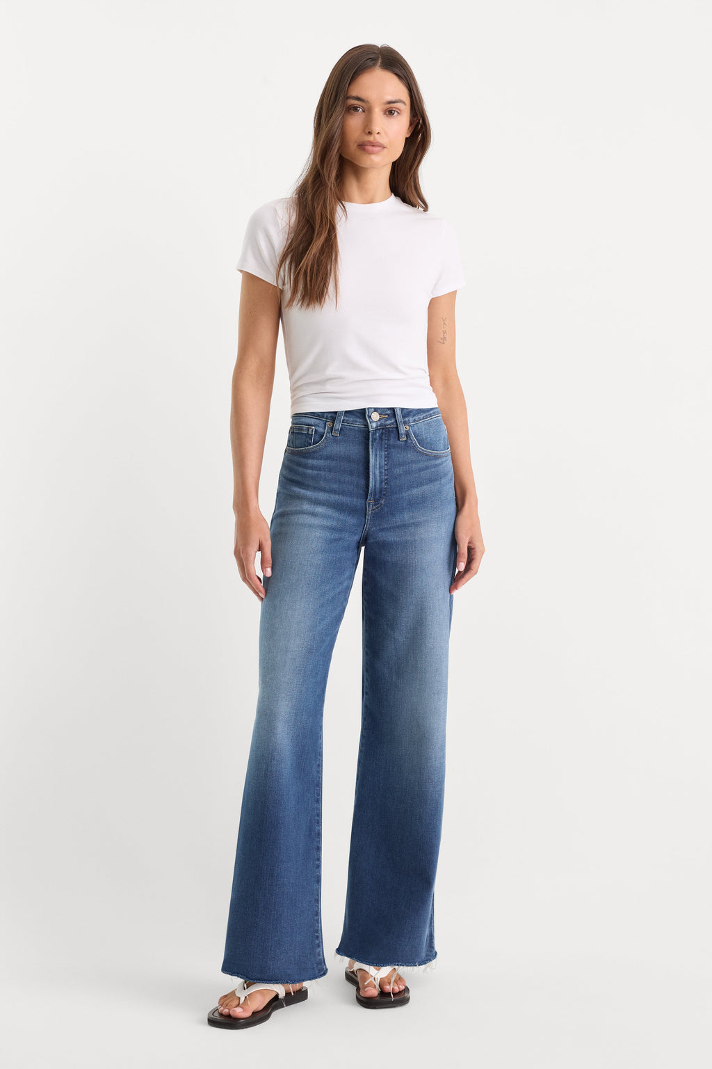 Luxury SOFT TECH GOOD WAIST PALAZZO ANKLE JEANS INDIGO1233