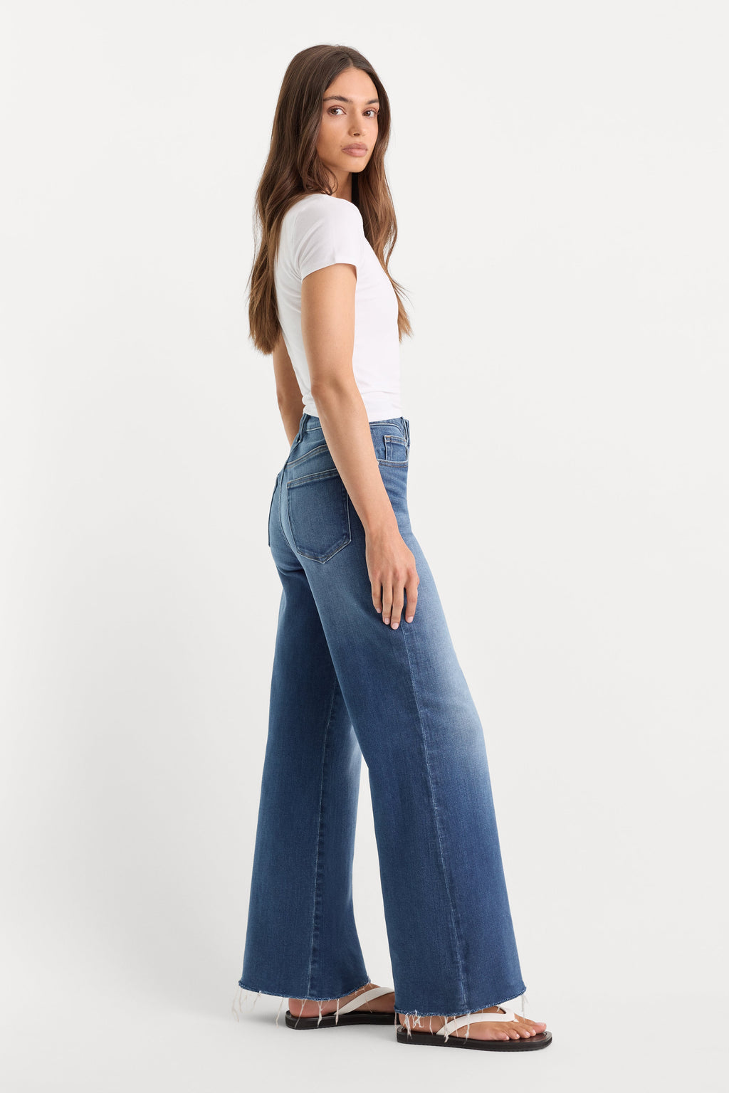 Luxury SOFT TECH GOOD WAIST PALAZZO ANKLE JEANS INDIGO1233