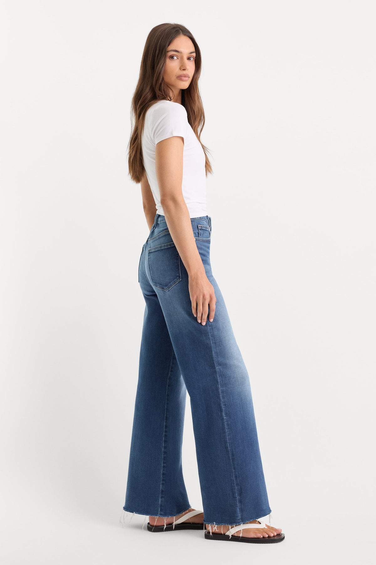 Luxury SOFT TECH GOOD WAIST PALAZZO ANKLE JEANS INDIGO1233