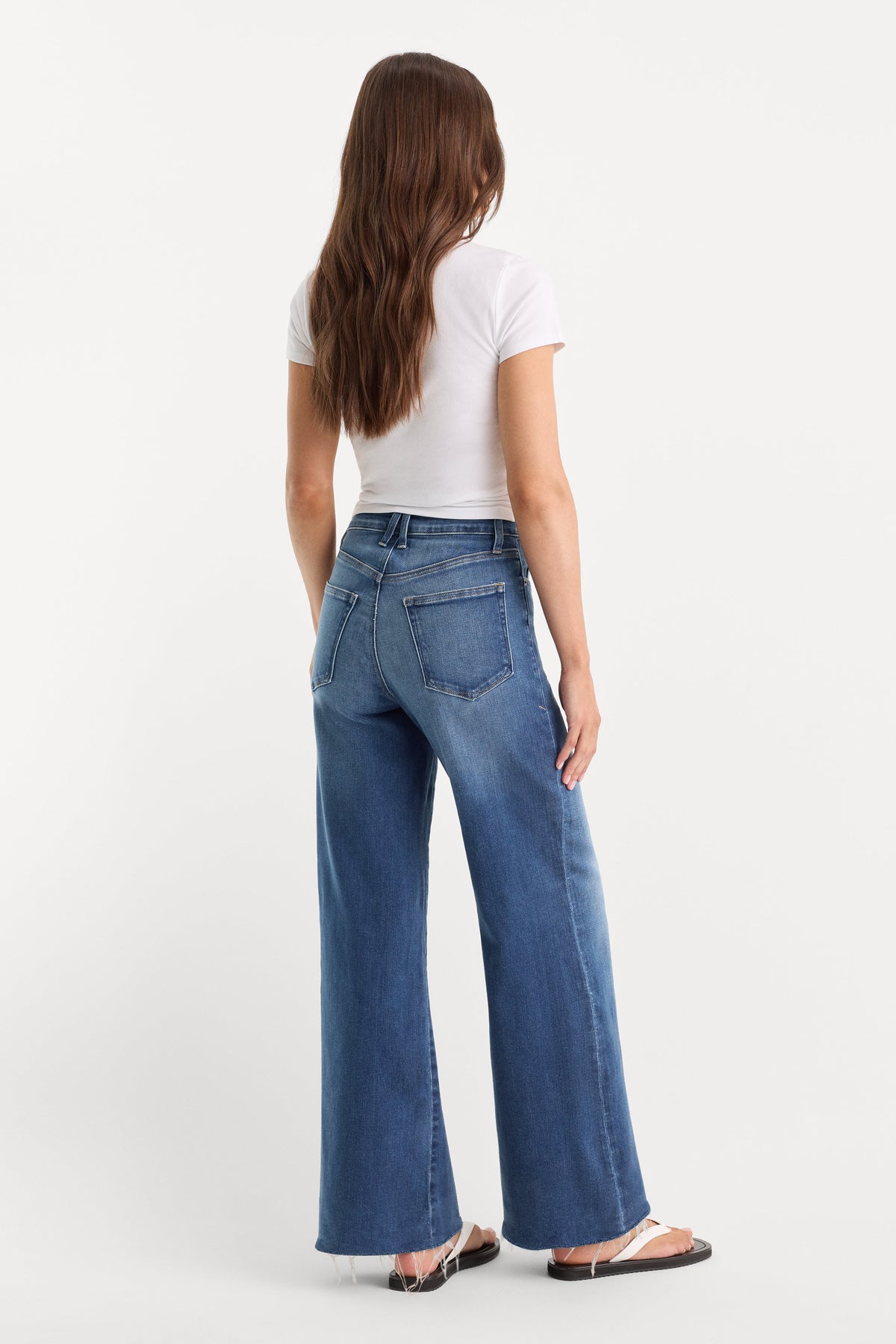 Luxury SOFT TECH GOOD WAIST PALAZZO ANKLE JEANS INDIGO1233