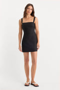 Luxury THE STRUCTURED LINEN MINI DRESS BLACK