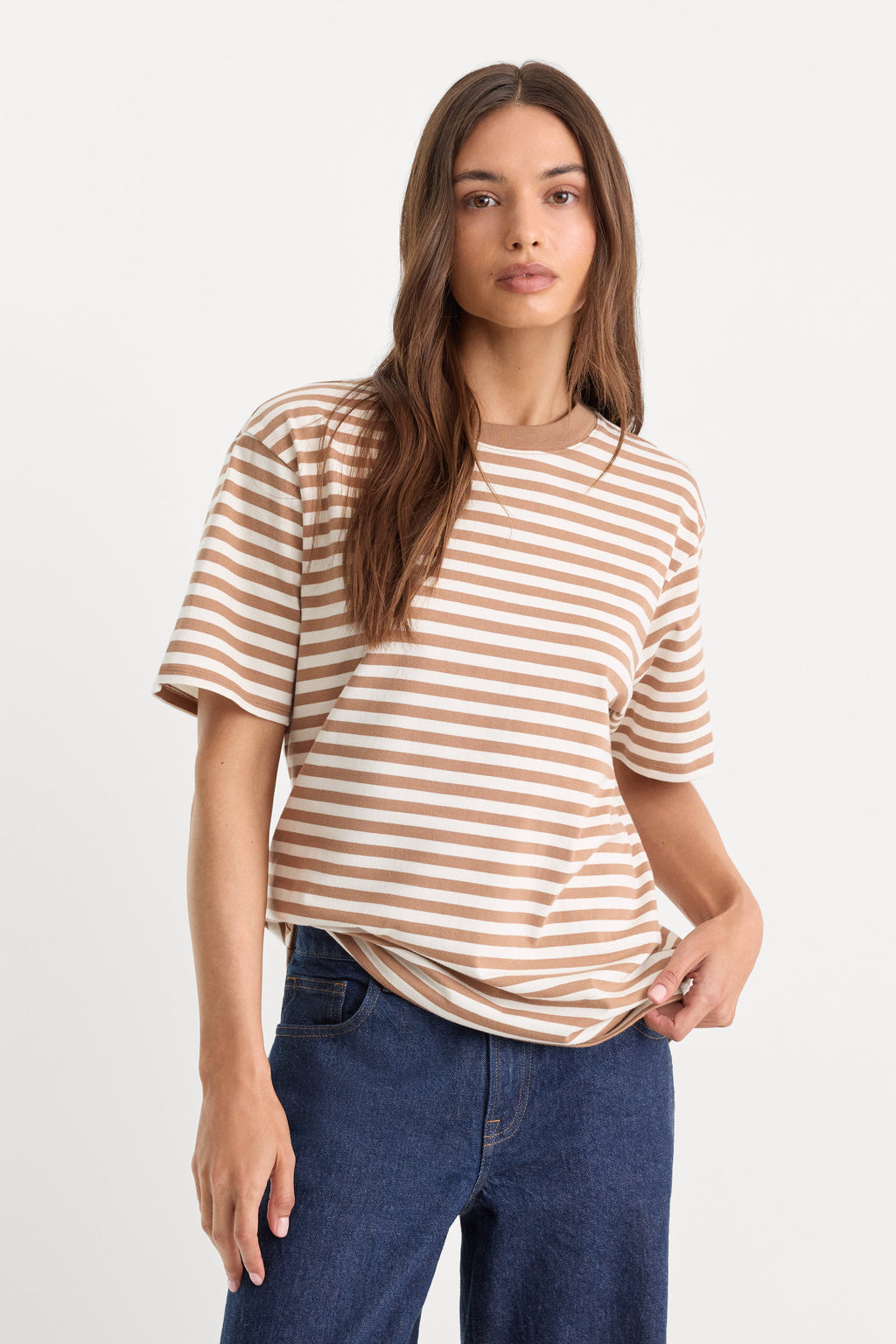 Luxury THE OVERSIZED TEE CLEAN STRIPE HEARTH