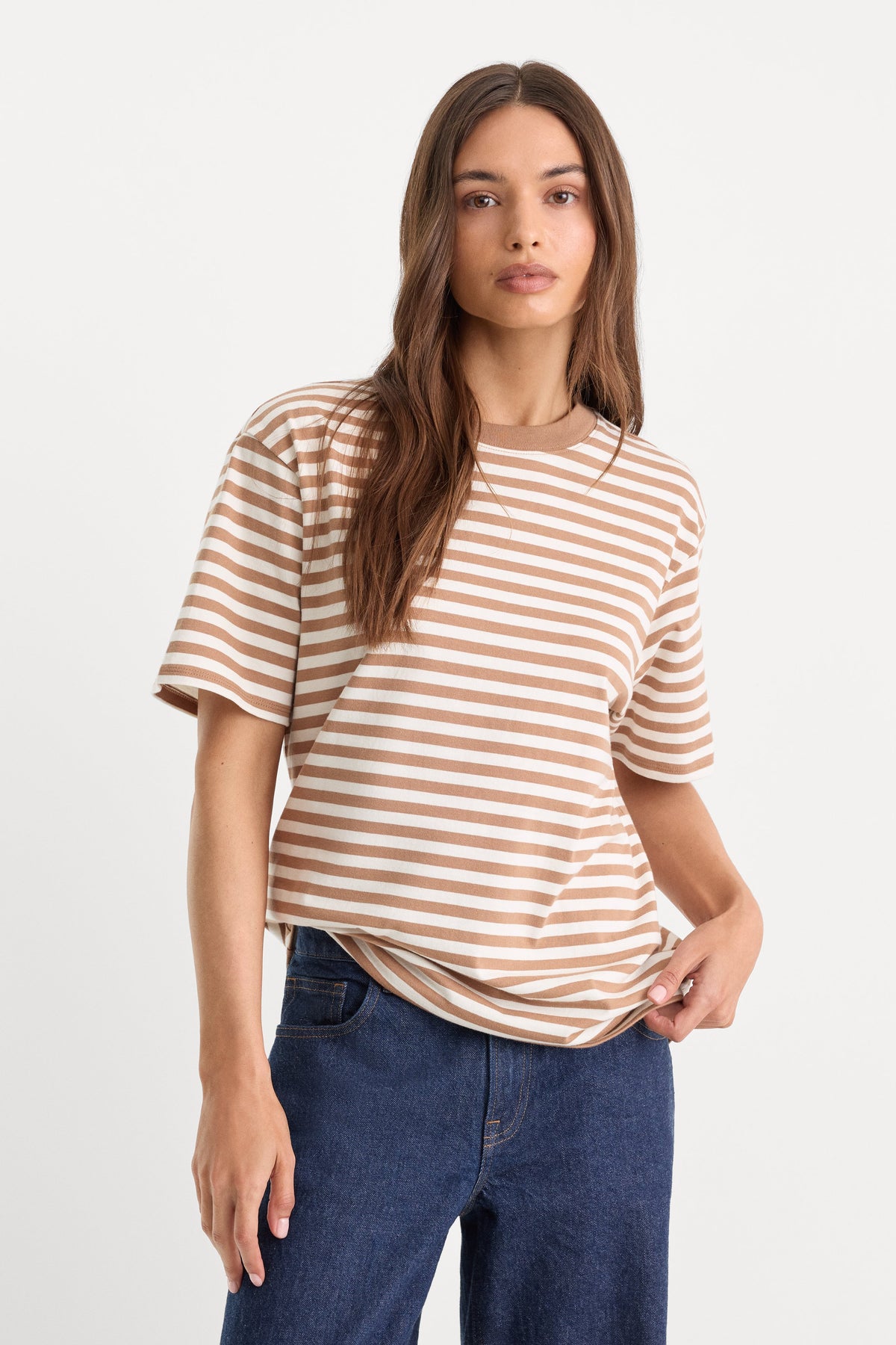 Luxury THE OVERSIZED TEE CLEAN STRIPE HEARTH