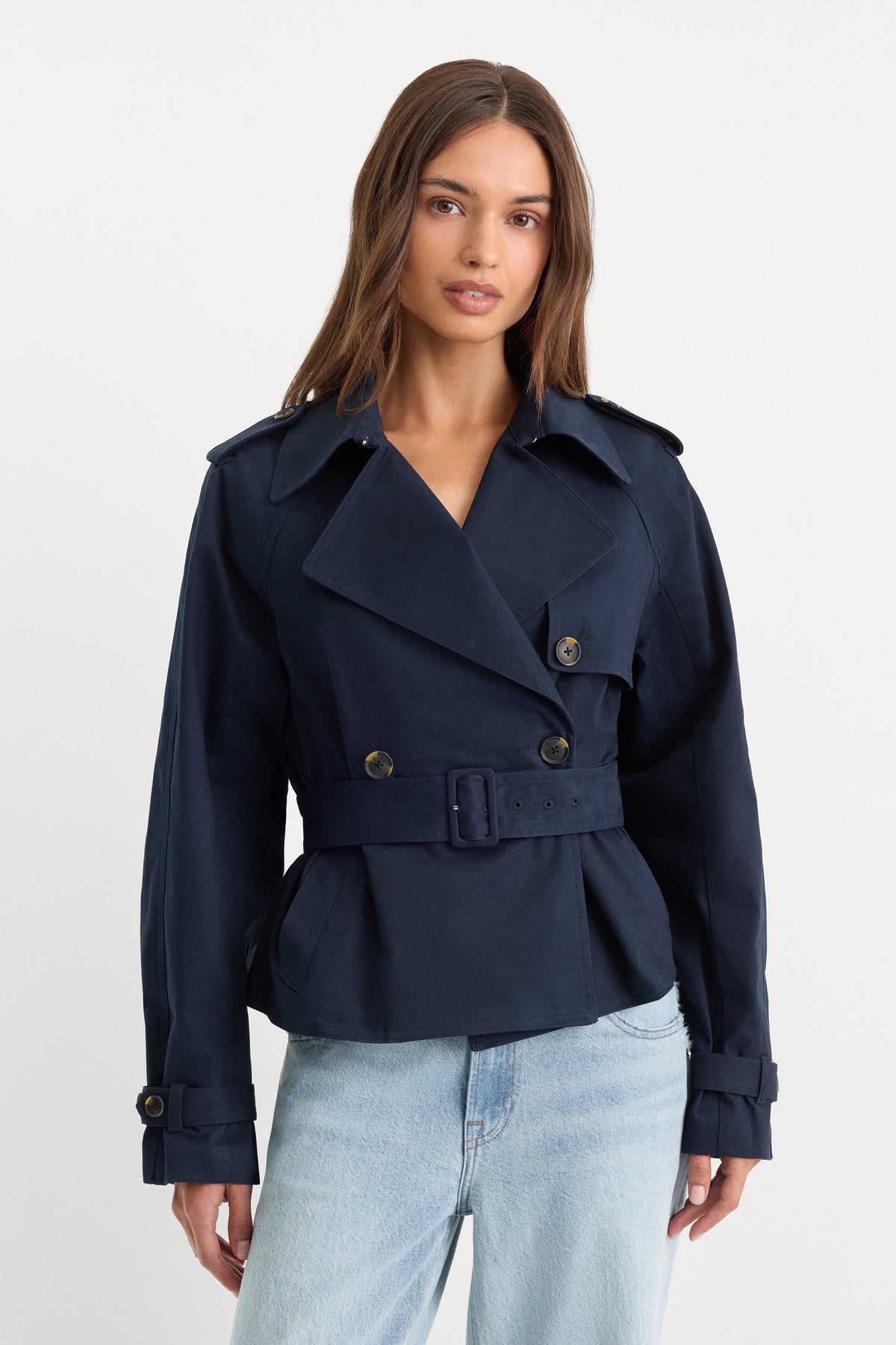 Luxury THE CROPPED TRENCH JACKET NEW NAVY002