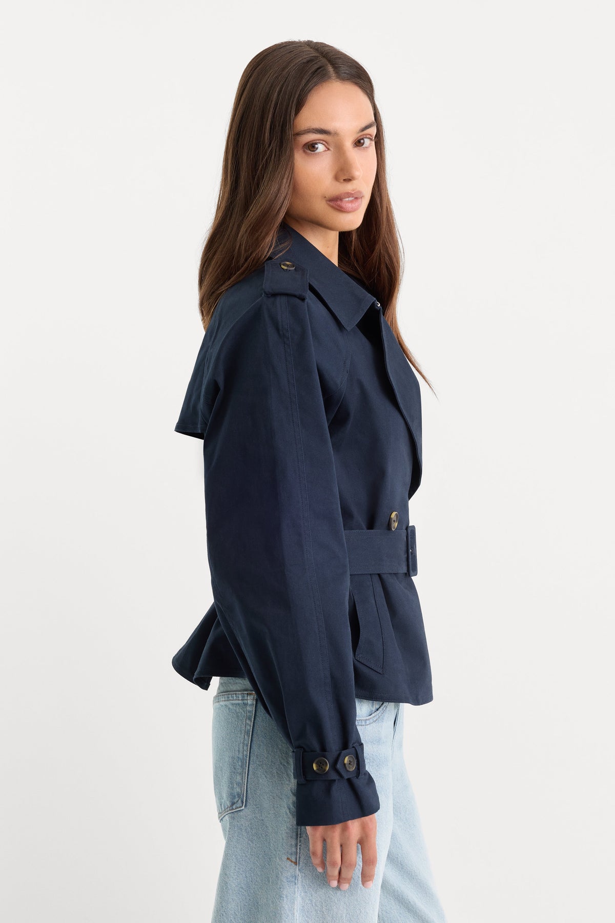 Luxury THE CROPPED TRENCH JACKET NEW NAVY002