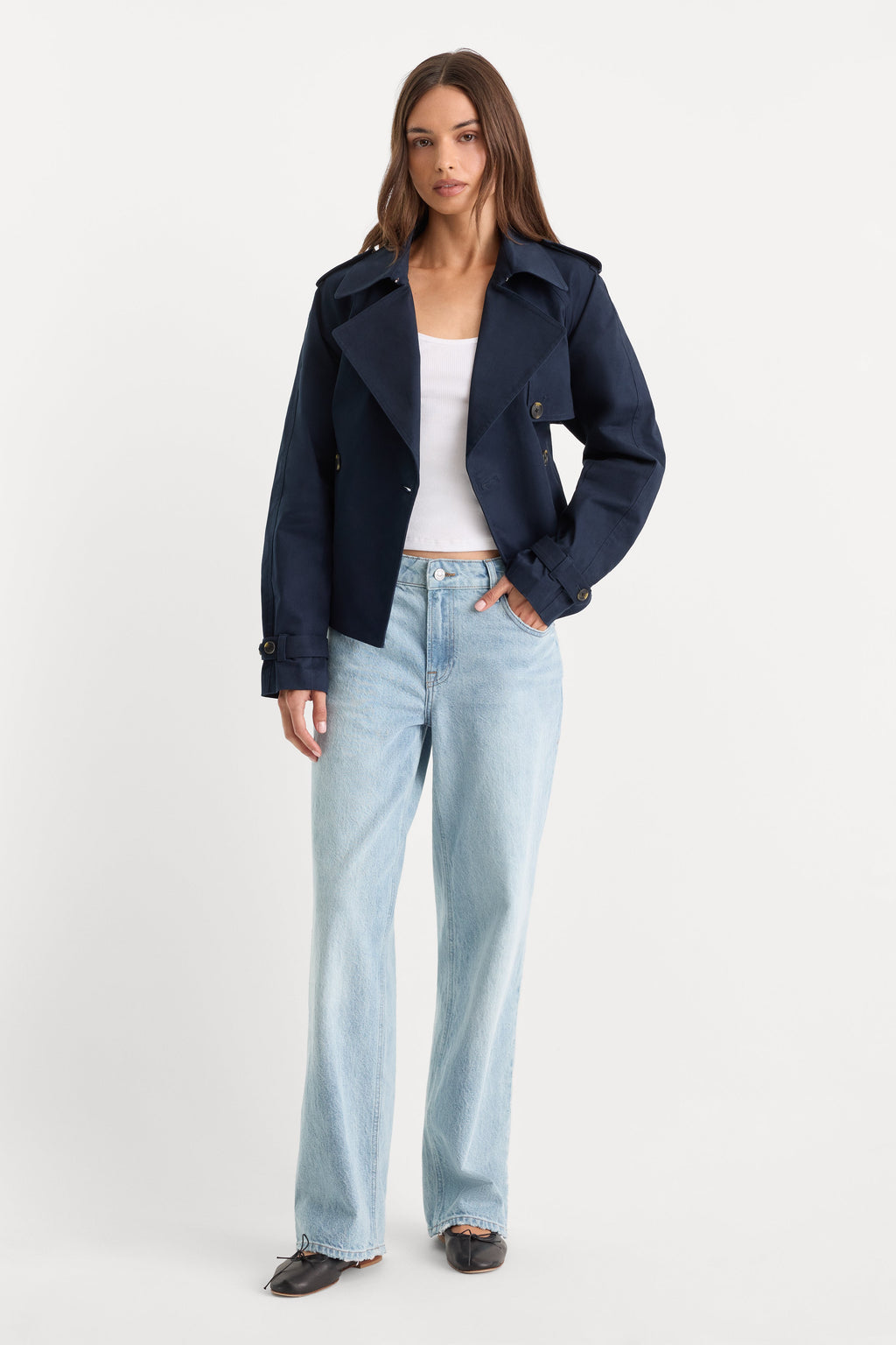Luxury THE CROPPED TRENCH JACKET NEW NAVY002