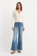 Luxury SOFT TECH GOOD WAIST PALAZZO ANKLE JEANS INDIGO1238