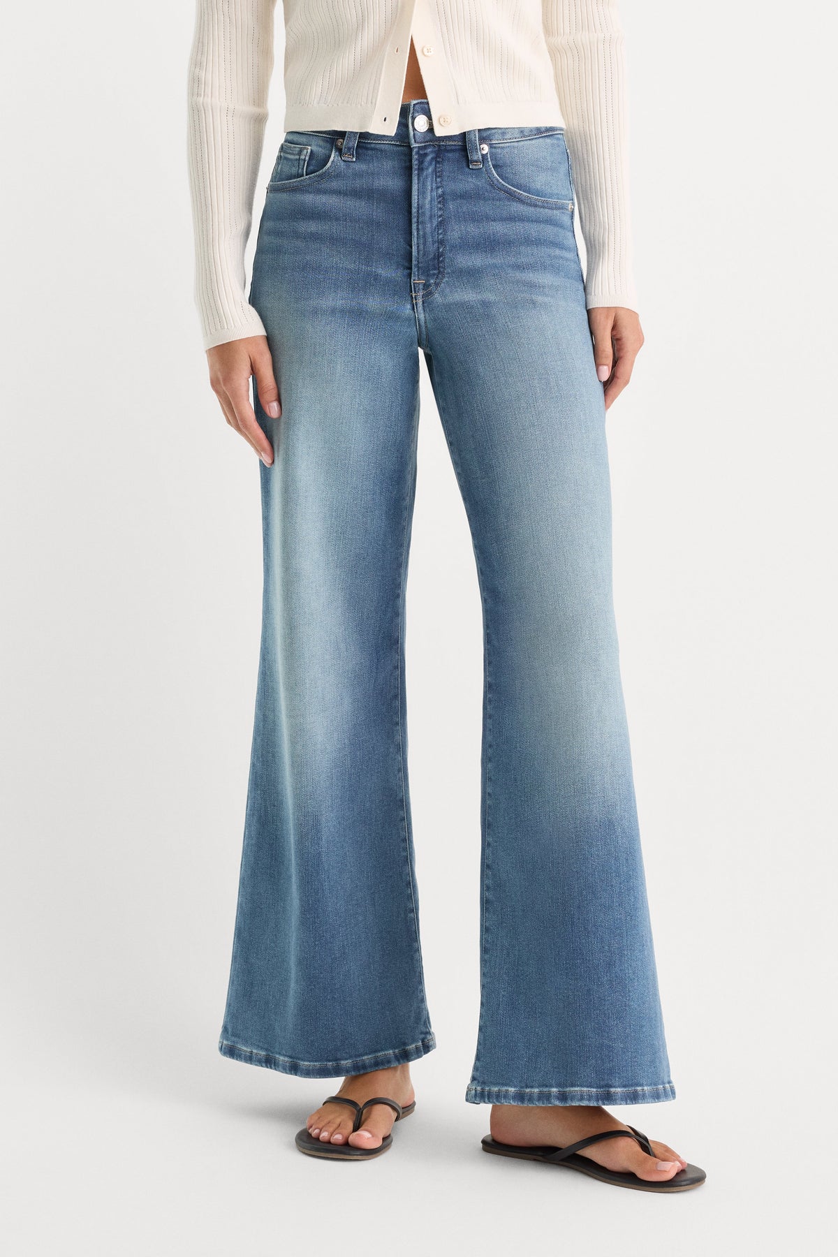 Luxury SOFT TECH GOOD WAIST PALAZZO ANKLE JEANS INDIGO1238