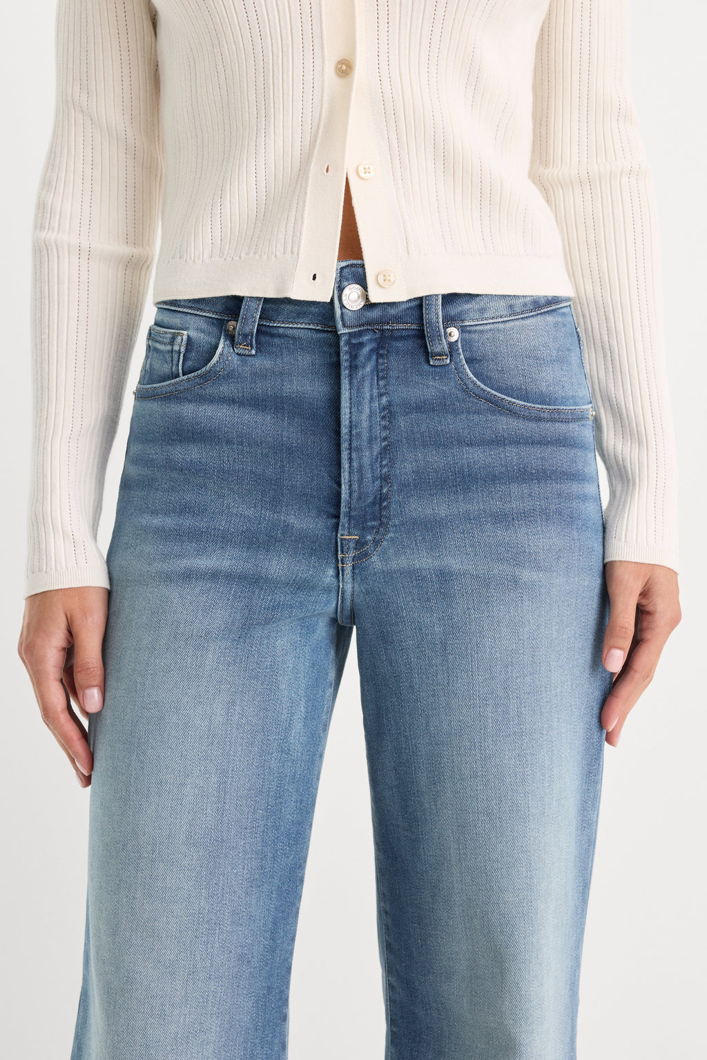 Luxury SOFT TECH GOOD WAIST PALAZZO ANKLE JEANS INDIGO1238