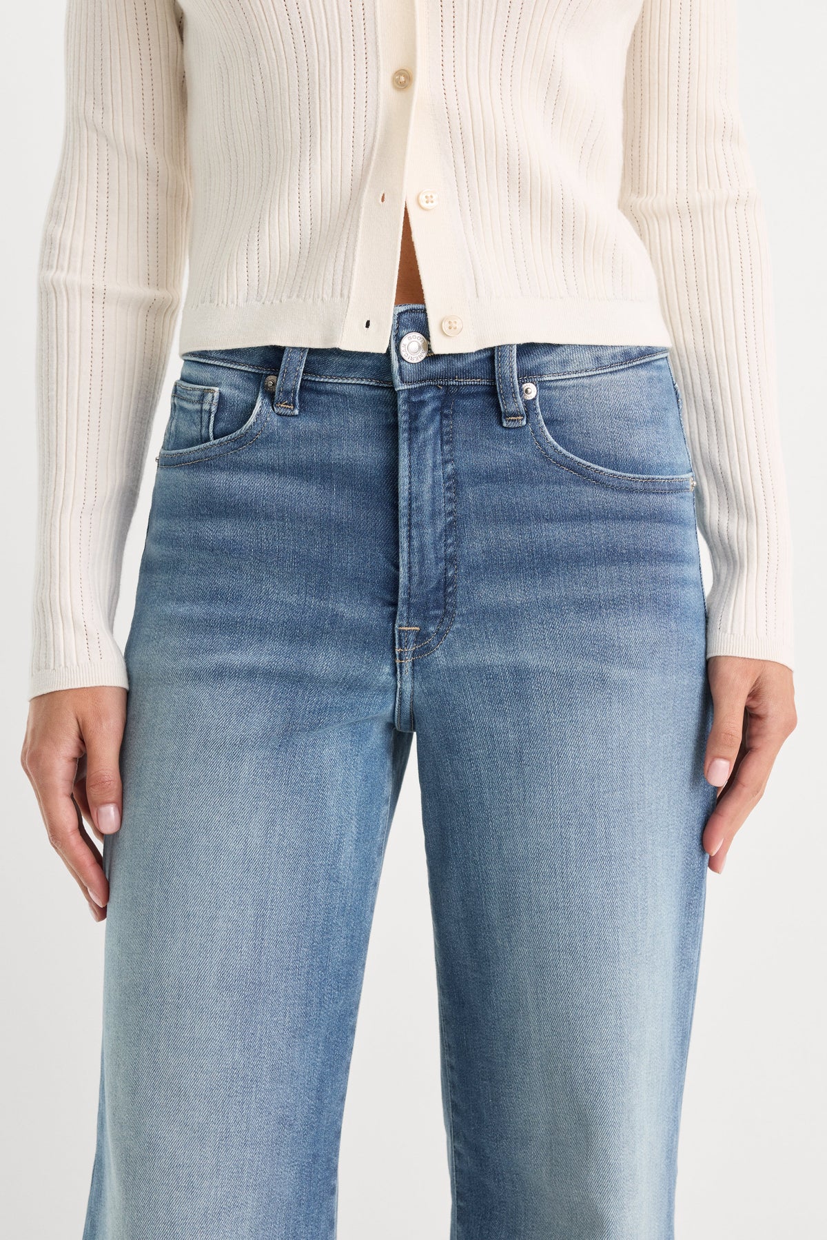 Luxury SOFT TECH GOOD WAIST PALAZZO ANKLE JEANS INDIGO1238