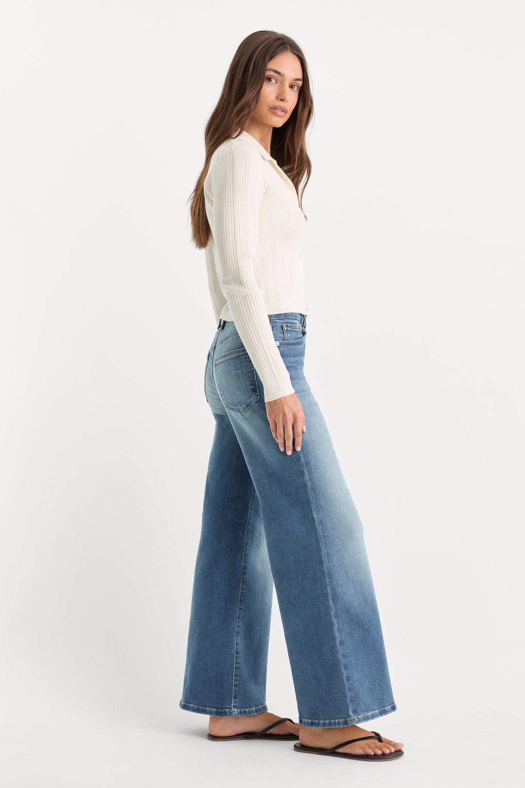 Luxury SOFT TECH GOOD WAIST PALAZZO ANKLE JEANS INDIGO1238