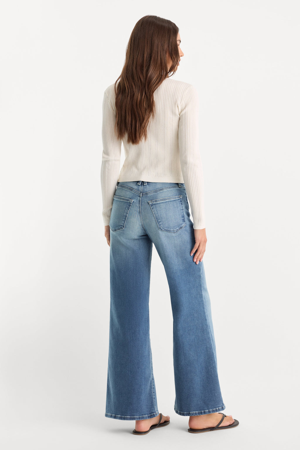 Luxury SOFT TECH GOOD WAIST PALAZZO ANKLE JEANS INDIGO1238