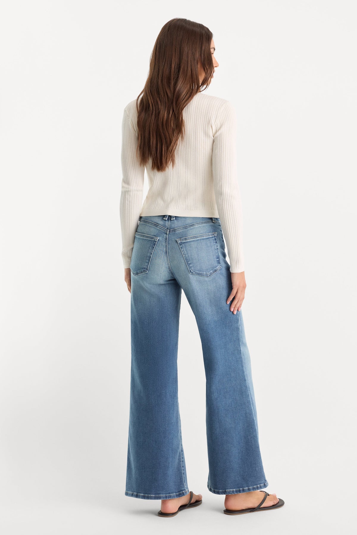 Luxury SOFT TECH GOOD WAIST PALAZZO ANKLE JEANS INDIGO1238