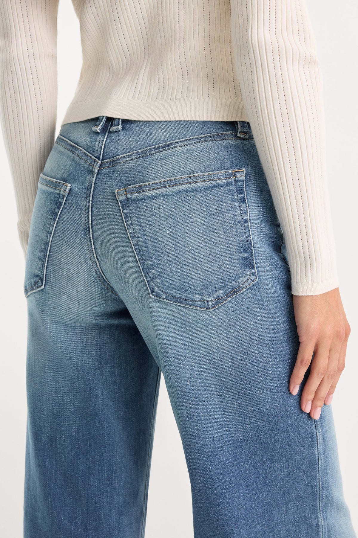 Luxury SOFT TECH GOOD WAIST PALAZZO ANKLE JEANS INDIGO1238