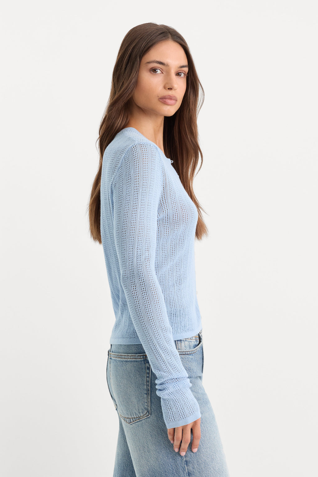 Luxury THE OPEN KNIT CARDIGAN MORNING SKY