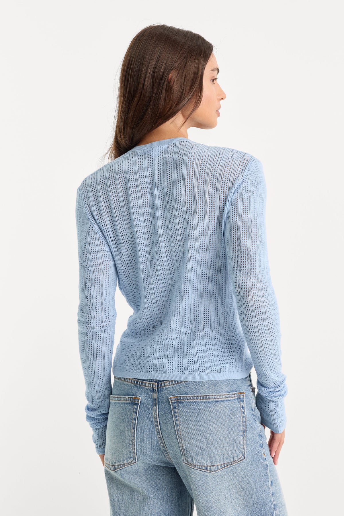 Luxury THE OPEN KNIT CARDIGAN MORNING SKY