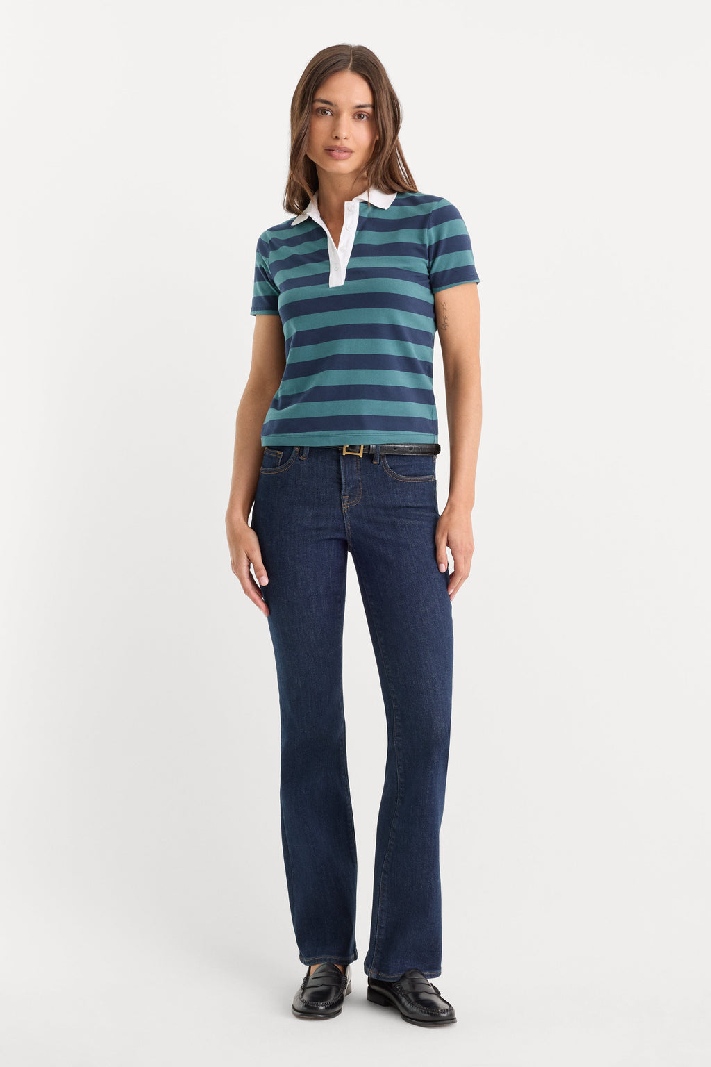 Luxury THE EASY POLO SUMMER STRIPE TEAL