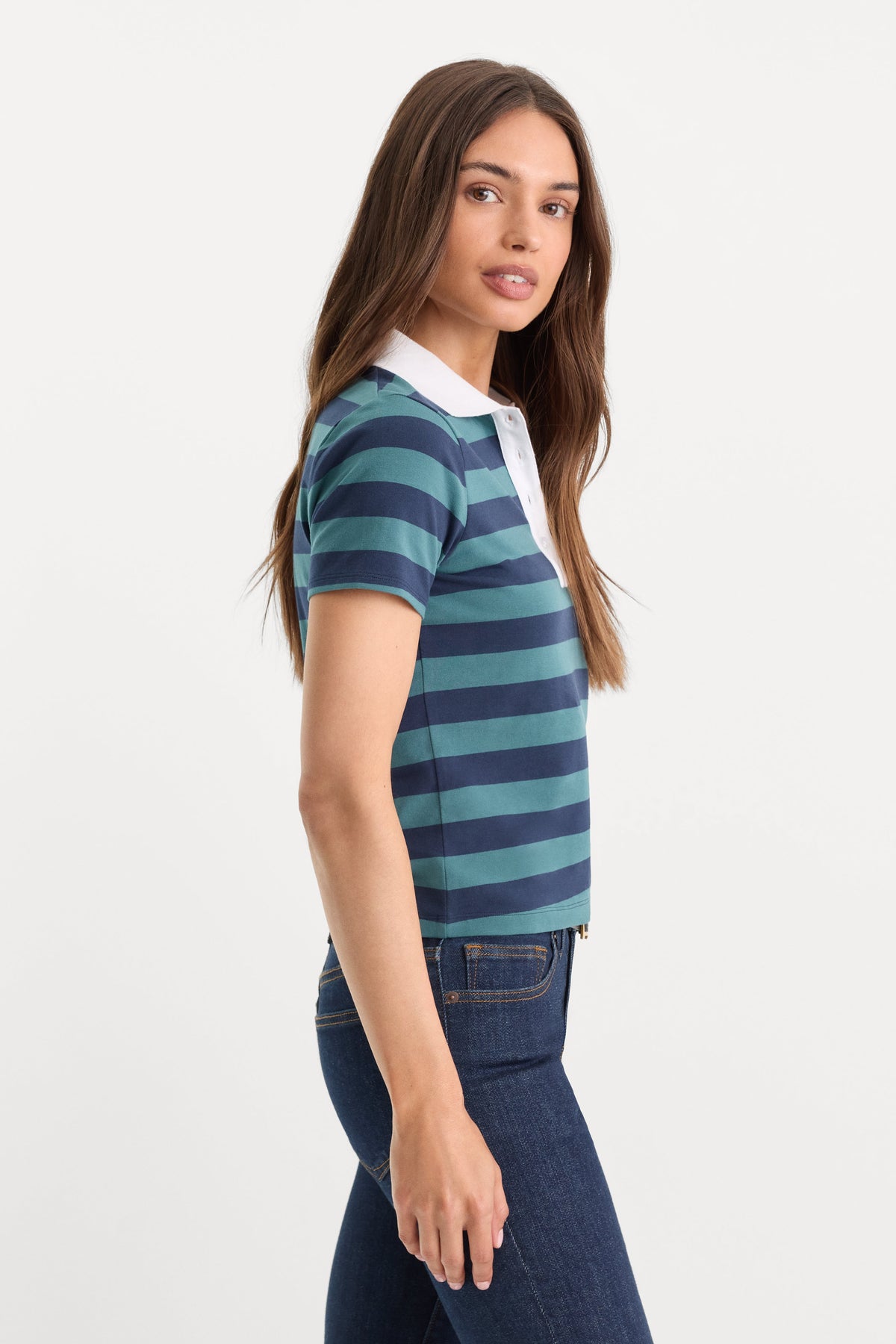 Luxury THE EASY POLO SUMMER STRIPE TEAL