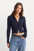 Luxury THE LADDER RIB CARDIGAN MIDNIGHT BLUE