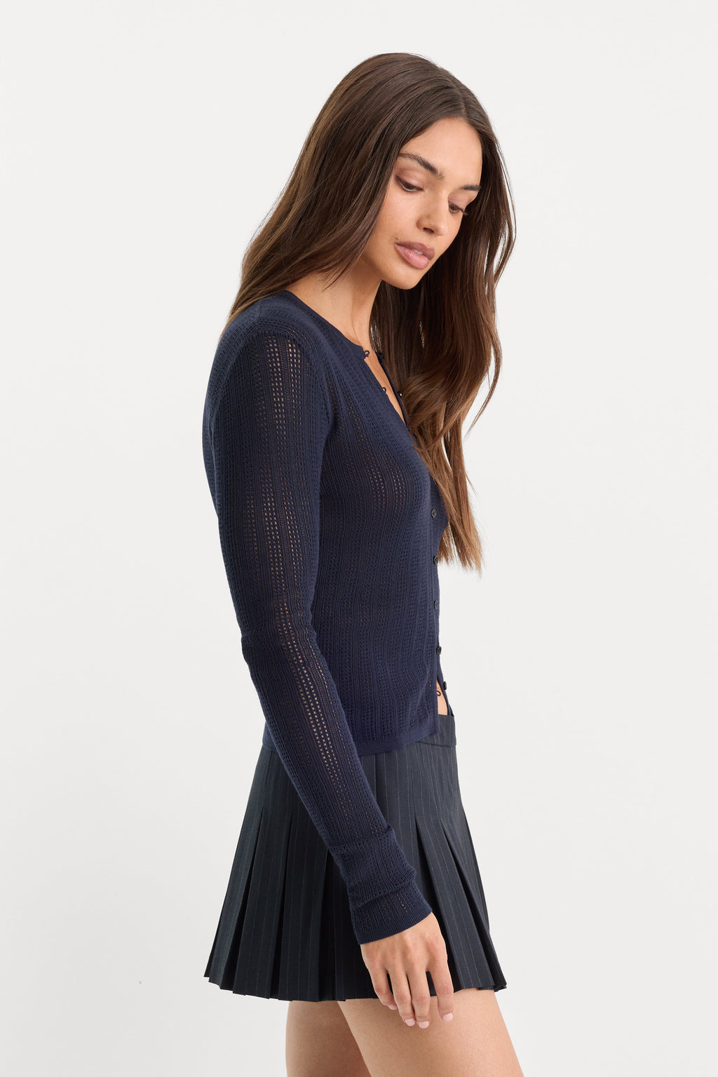 Luxury THE OPEN KNIT CARDIGAN MIDNIGHT BLUE