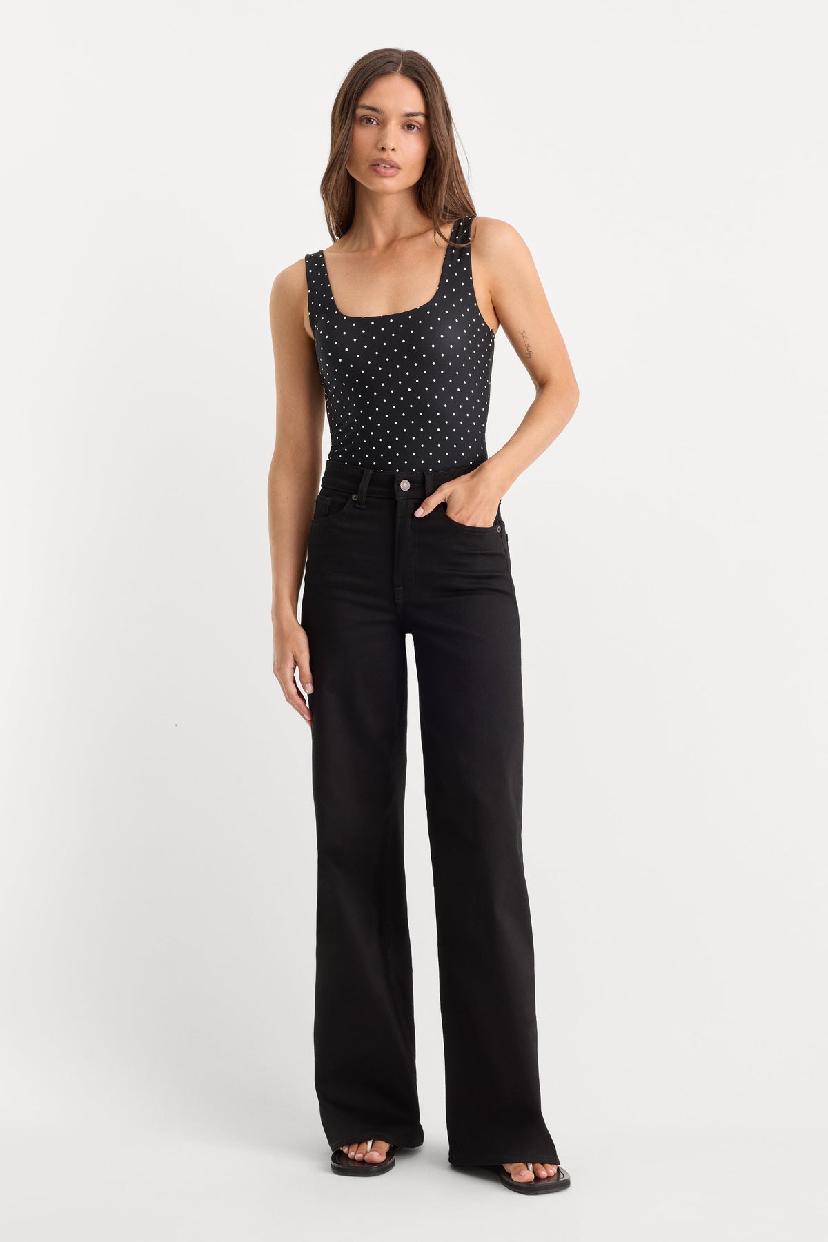 Luxury THE WEIGHTLESS SCULPTING MODERN TANK BODYSUIT MINI DOT BLACK