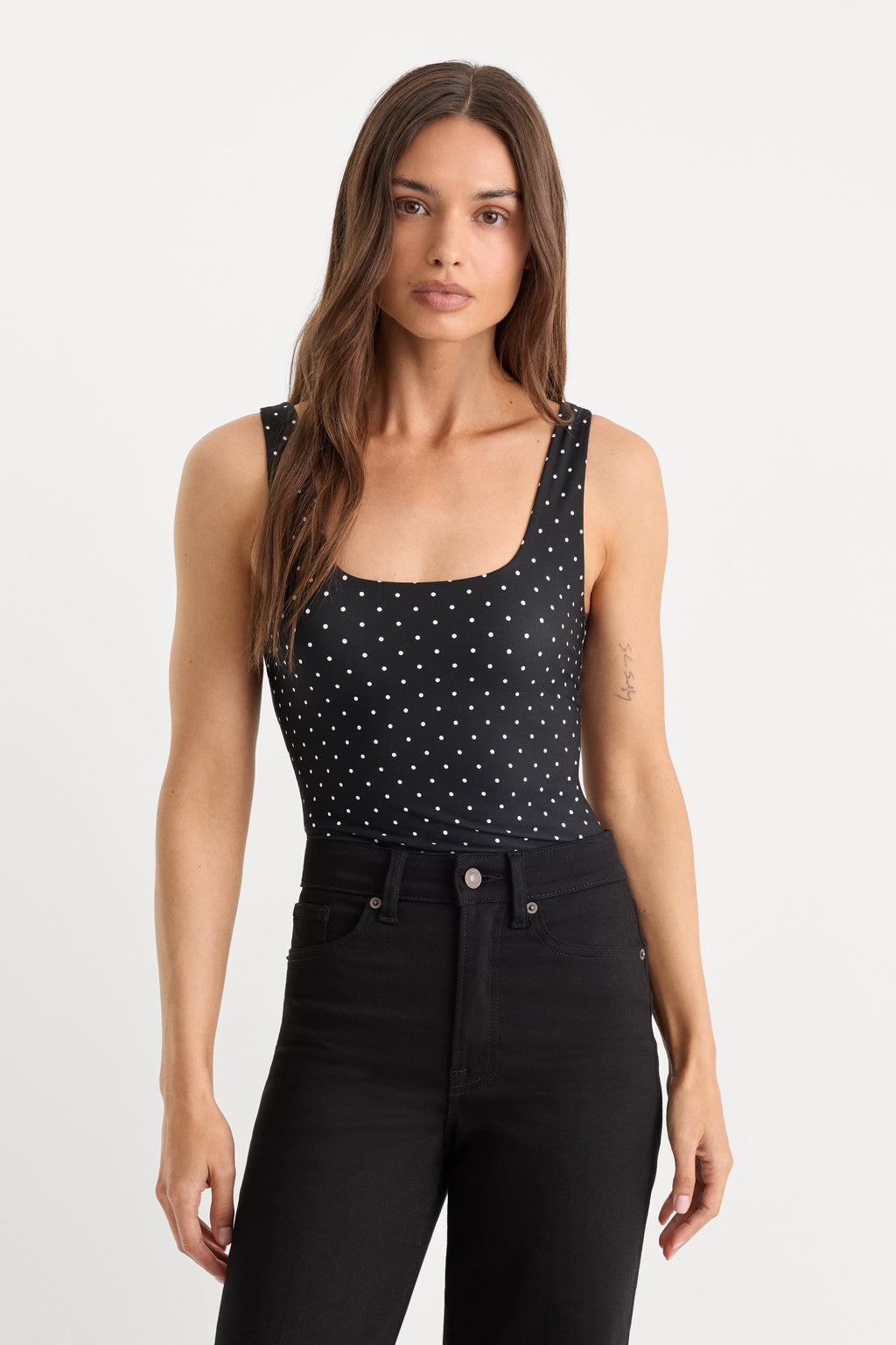Luxury THE WEIGHTLESS SCULPTING MODERN TANK BODYSUIT MINI DOT BLACK