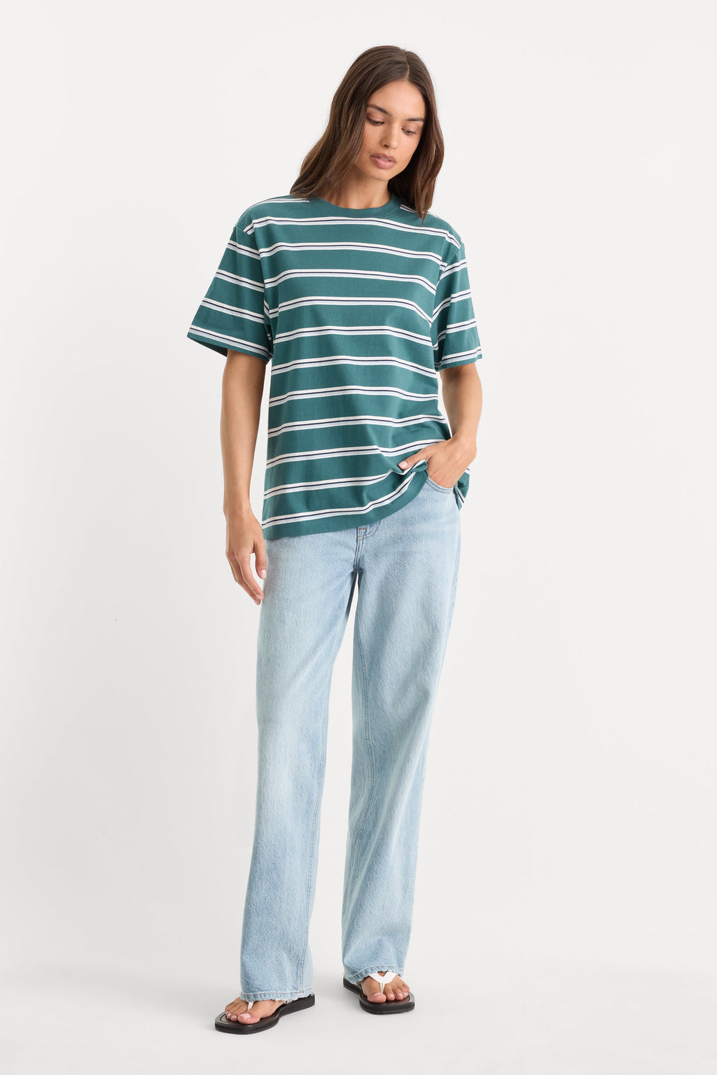 Luxury THE OVERSIZED TEE HARBOR STRIPE DEEP TEAL